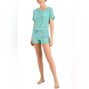 Alfani Womens Ultra-Soft Pajama Short Set,Aqua Reef,XX-Large 2 pc set